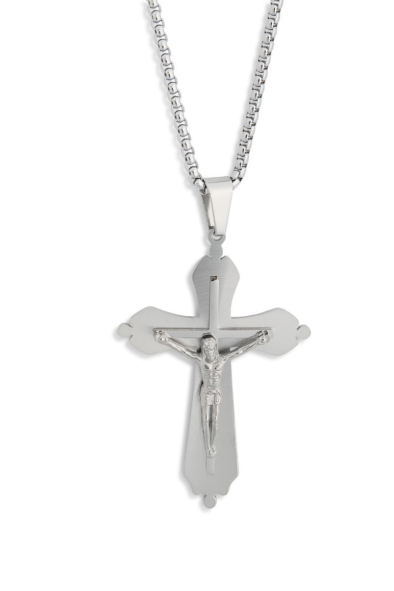 Men's Cross Pendant Necklace, Alternate, color, SILVER
