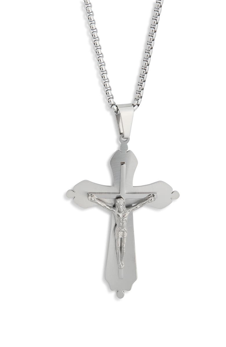AMERICAN EXCHANGE Men's Cross Pendant Necklace, Alternate, color, Silver