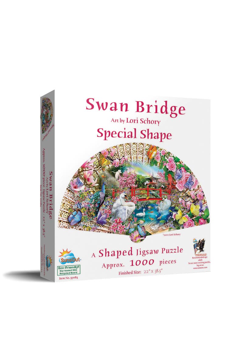 Sunsout Swan Bridge 1000 piece Jigsaw Puzzle for Adults Special Shape, Main, color, Multicolor