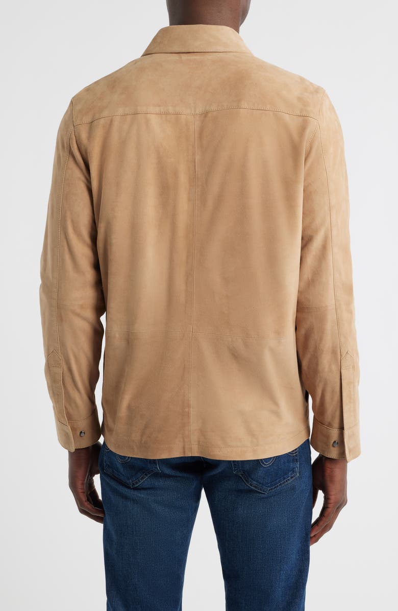 Peter Millar Crown Crafted Water Resistant Featherweight Suede Shirt Jacket, Alternate, color, Sand