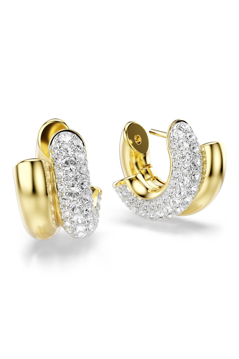 Dextera Front/Back Hoop Earrings, Alternate, color, WHITE/ GOLD