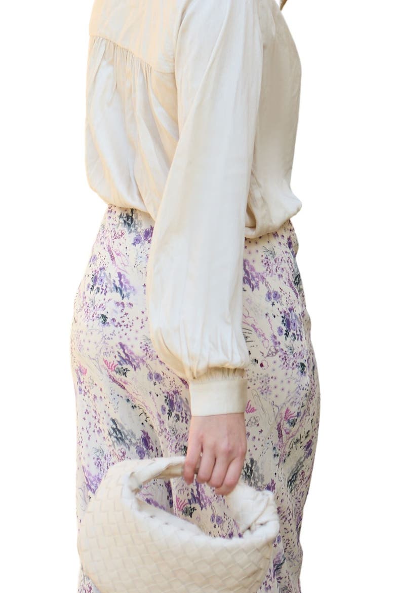 Saint Lace Insert Wonderland Print Midi Skirt, Alternate, color, Purple