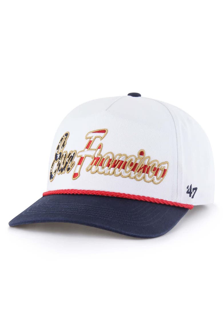 Men's '47 White San Francisco Giants Patriotic Overhand Hitch Adjustable Hat, Main, color, White