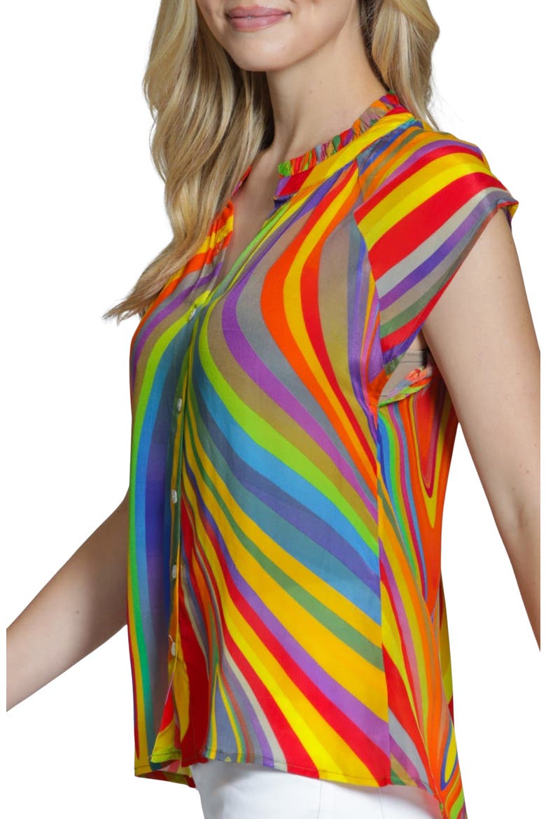 Cap Sleeve Shell Top, Alternate, color, REDYELLOW MULTI