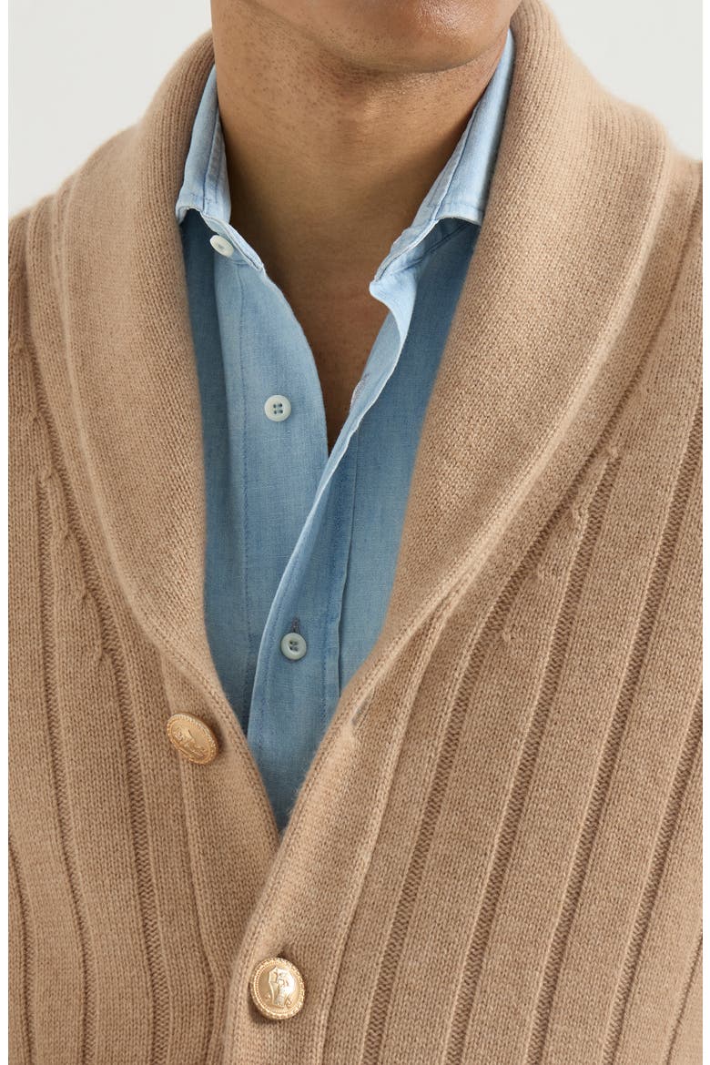 Cashmere ribbed cardigan, Alternate, color, Camel