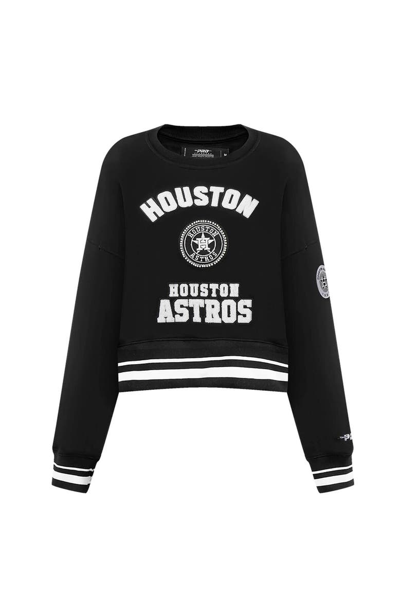 PRO STANDARD Women's Pro Standard Black Houston Astros Pearl Cropped Pullover Sweatshirt, Alternate, color, Black