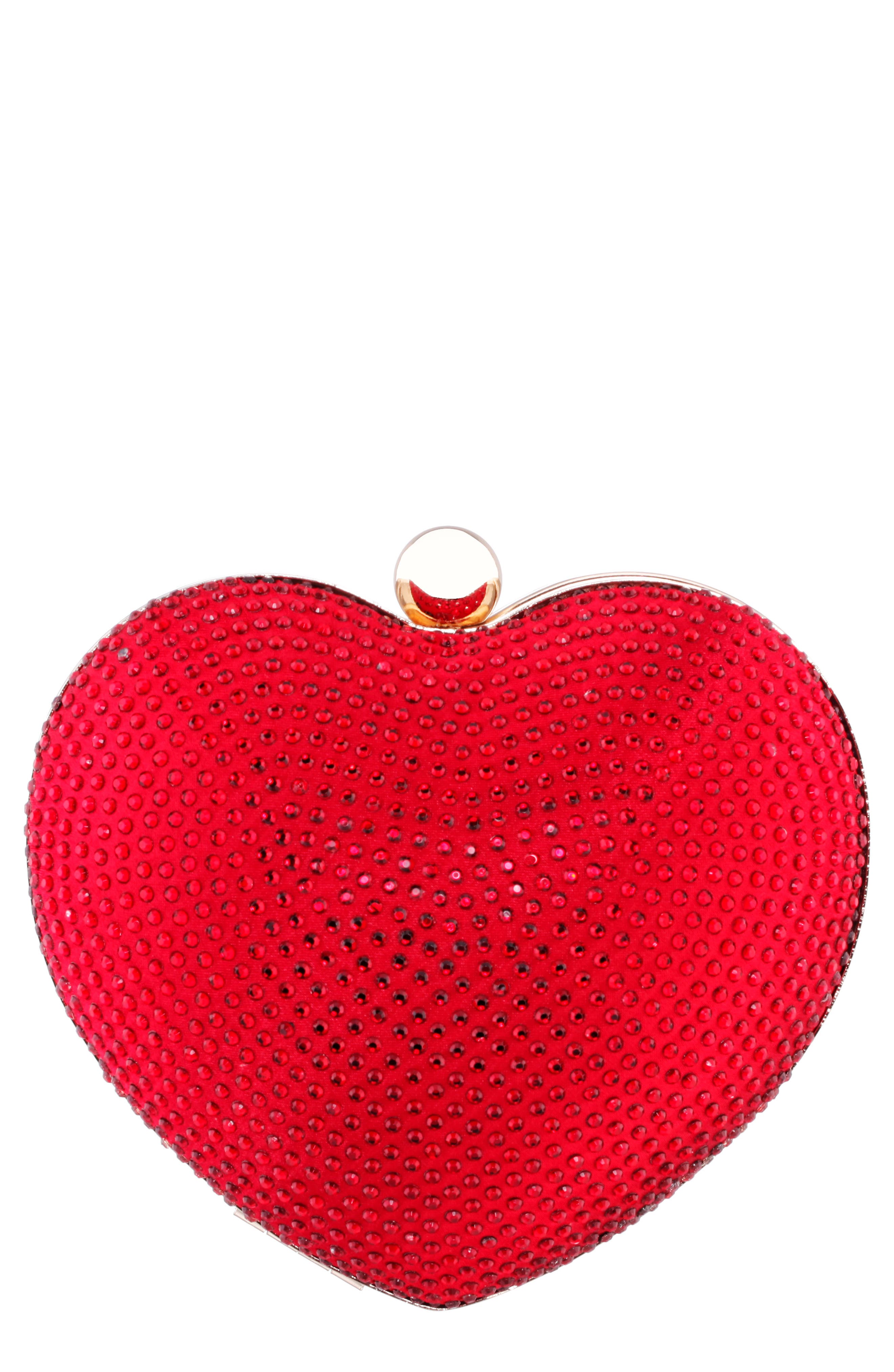 Nina Crystal Embellished Minaudière, Main, color, Red Rouge
