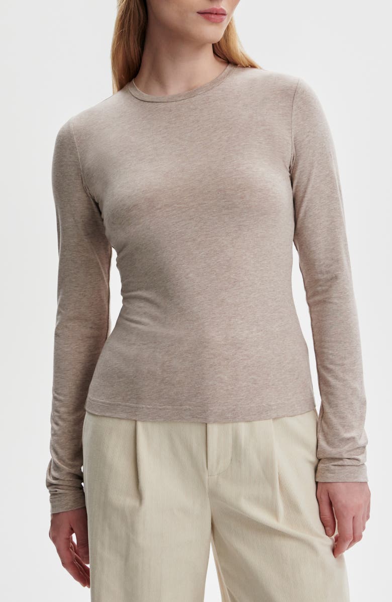 Varley Edna Fitted Long Sleeve T-Shirt, Main, color, Taupe Marl