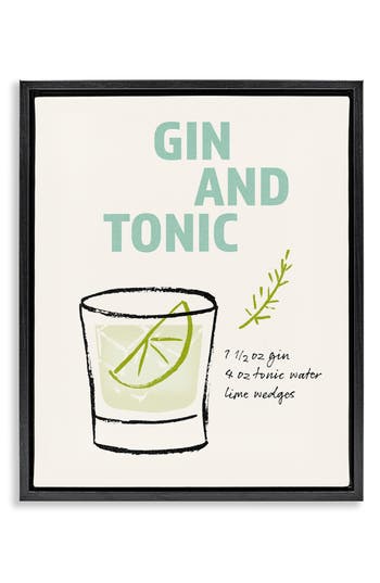 Stupell Industries Gin & Tonic Recipe Framed Canvas Wall Art In Green