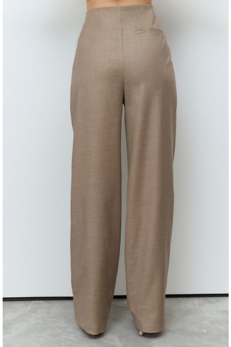 Cross Hatch Pleated Straight Leg Pants, Alternate, color, NEUTRAL