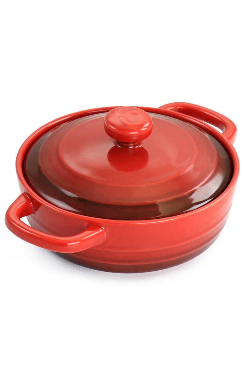 Appleton 6 Piece 10 Ounce Stoneware Mini Casserole Set, Alternate, color, Red