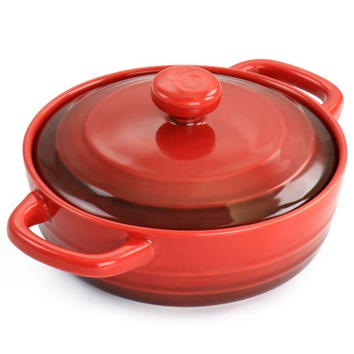 Crock-pot Appleton 6 Piece 10 Ounce Stoneware Mini Casserole Set In Red With Lid In Red