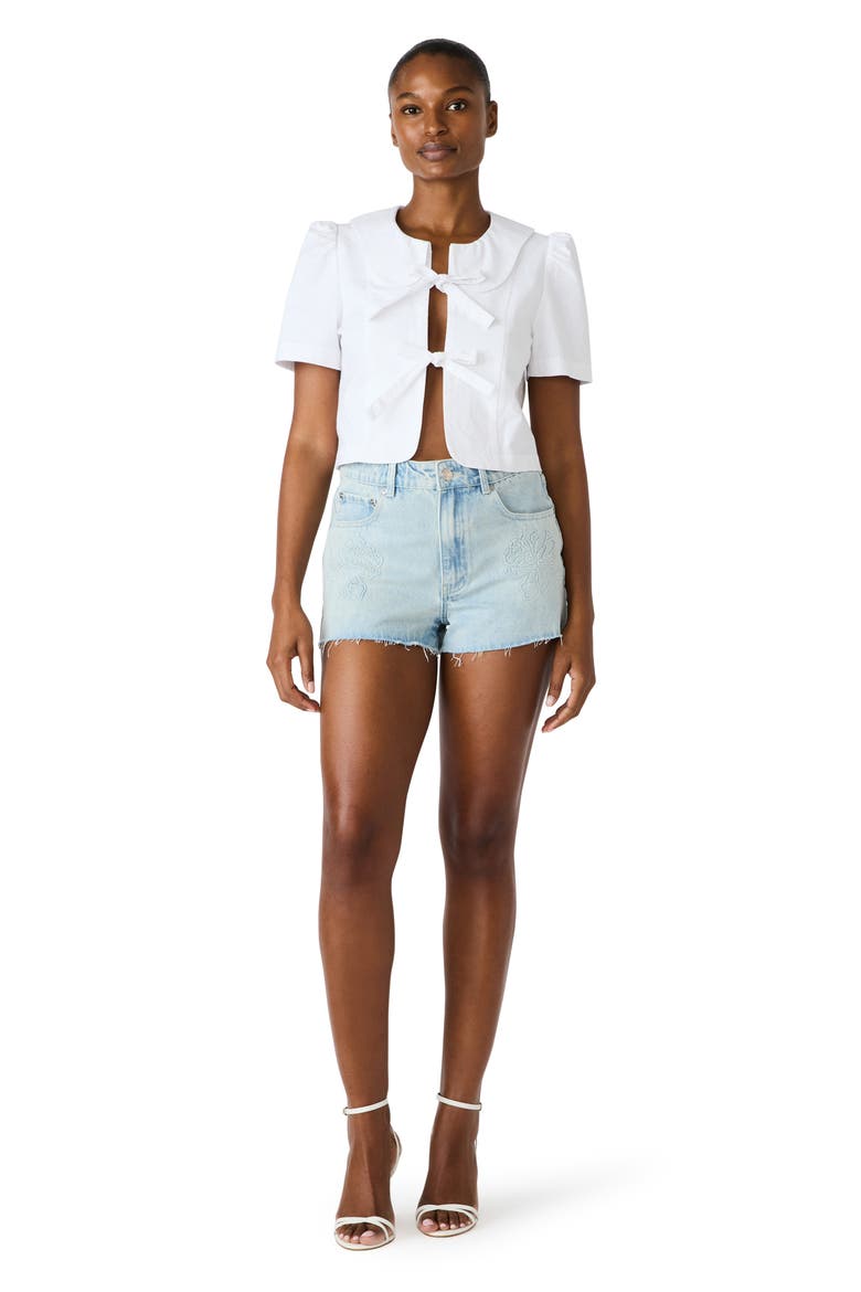 Barrette Tie Front Stretch Cotton Top, Alternate, color, WHITE CAP