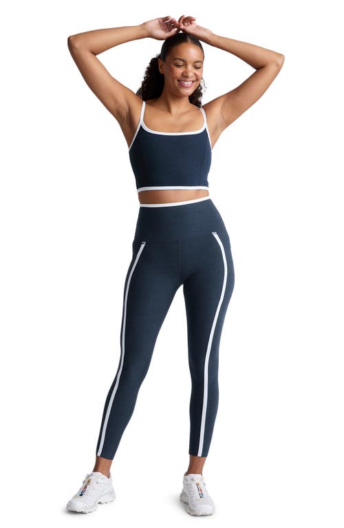 Shop Beyond Yoga New Moves Space Dye Crop Camisole In Nocturnal Navy/cloud White