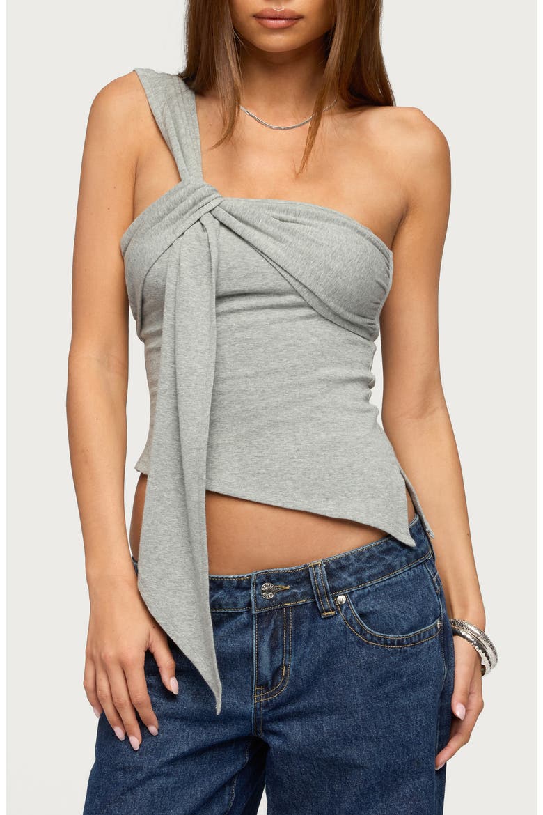 Zoie Draped Tie Shoulder Top, Main, color, GRAY-MELANGE