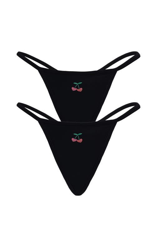 Cheeky Cherry 2-pack Leakproof Everyday Liner Ultra Smooth String Thong In Onyx/onyx