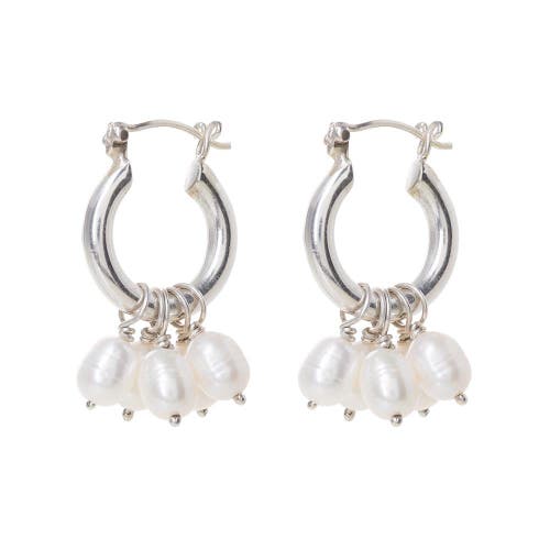 Freya Rose Silver Mini Hoops With Detachable Pearls In Silver