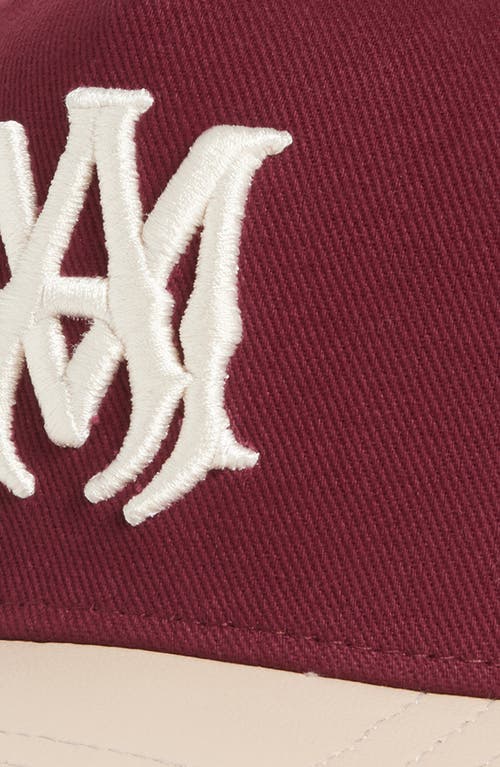 Amiri Ma Two-tone Cotton & Leather Snapback Baseball Cap In Burgundy