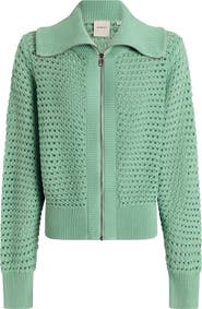 Varley Eloise Open Stitch Cotton Zip-Up Cardigan