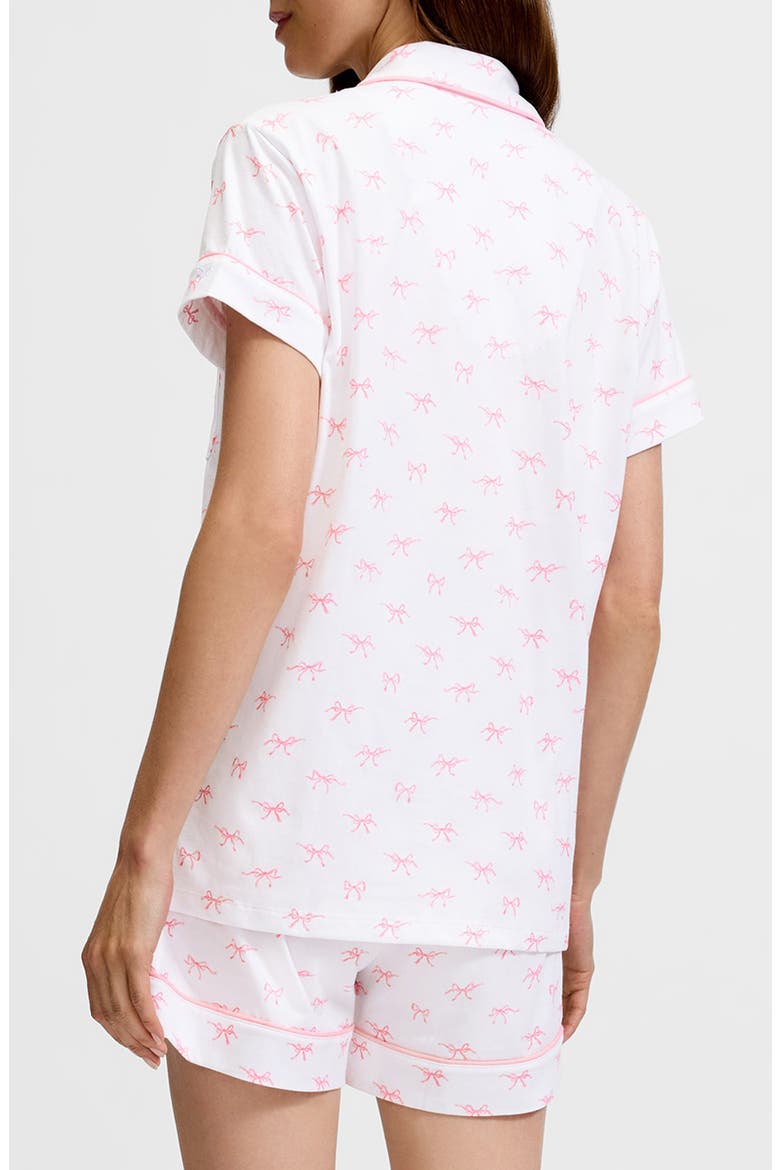 Bows Classic Pima Cotton Short Sleeve Short Pajamas, Alternate, color, WHITE
