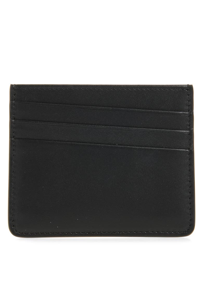 Four Stitches Slim Leather Card Holder, Alternate, color, BLACK