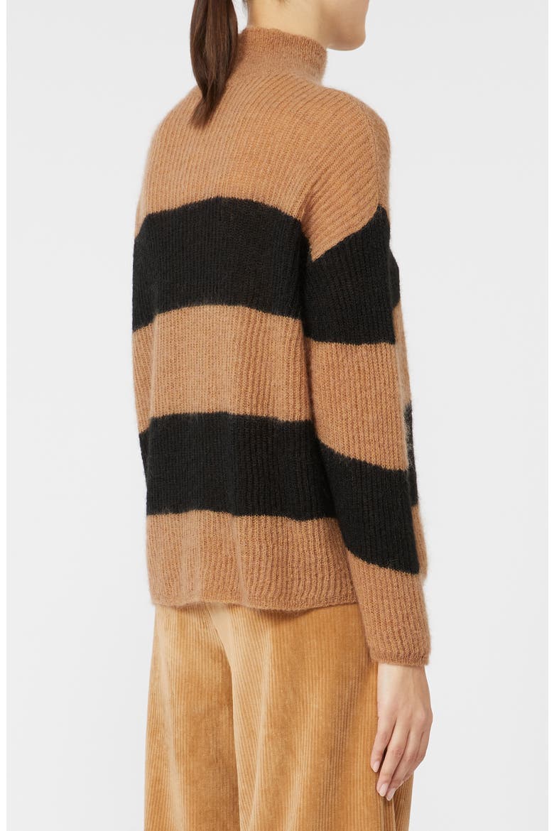 Tenna Stripe Turtleneck Sweater, Alternate, color, CAMEL