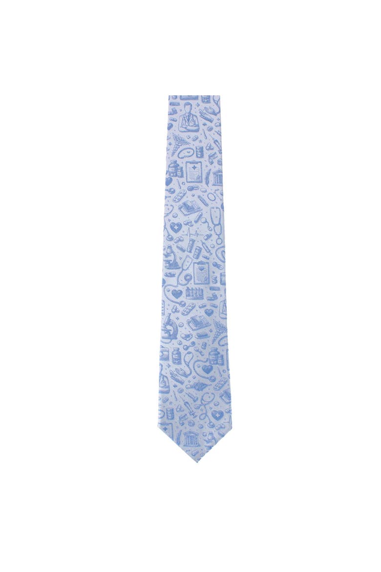 Medical Alert Silk Novelty Necktie, Alternate, color, Light Blue