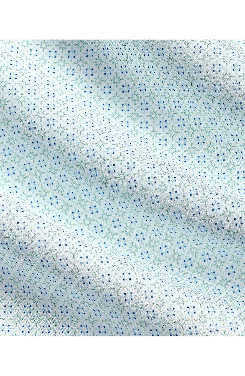 David Donahue Trim Fit Geometric Print Cotton Dobby Dress Shirt, Alternate, color, White/ Pistachio