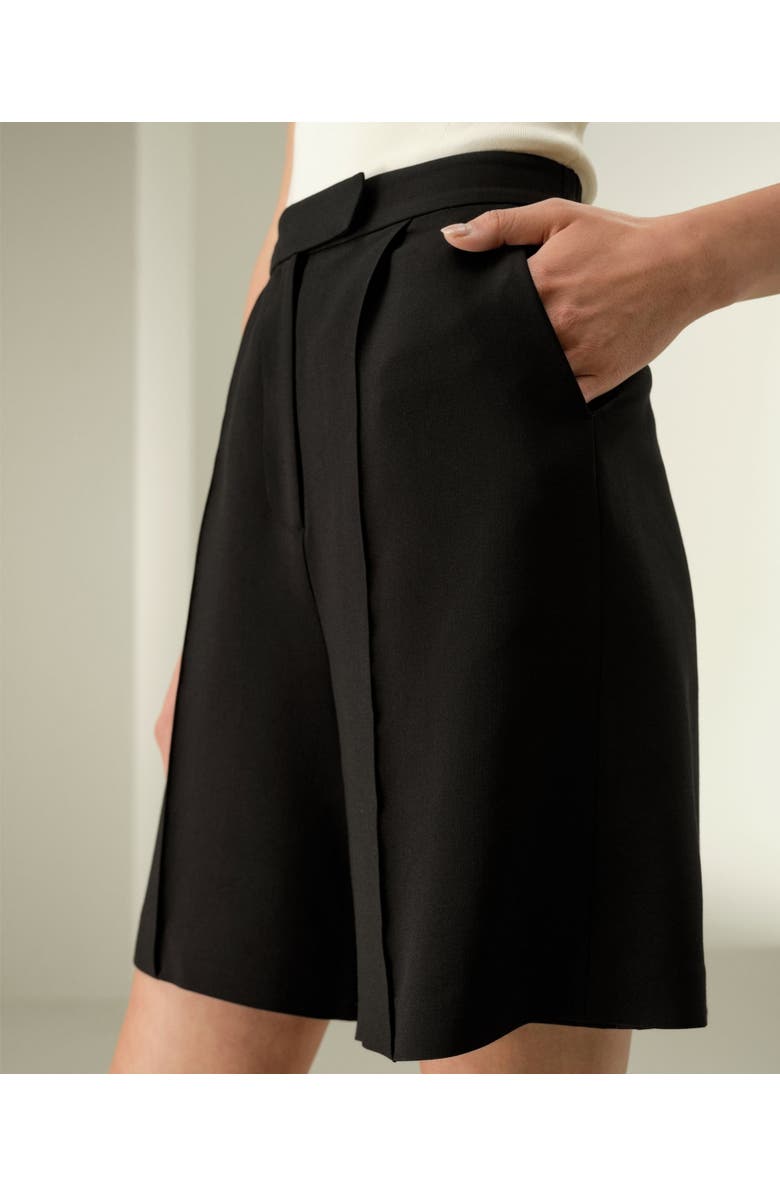 Lilysilk Silk-Wool Blend Polished Shorts, Alternate, color, Black