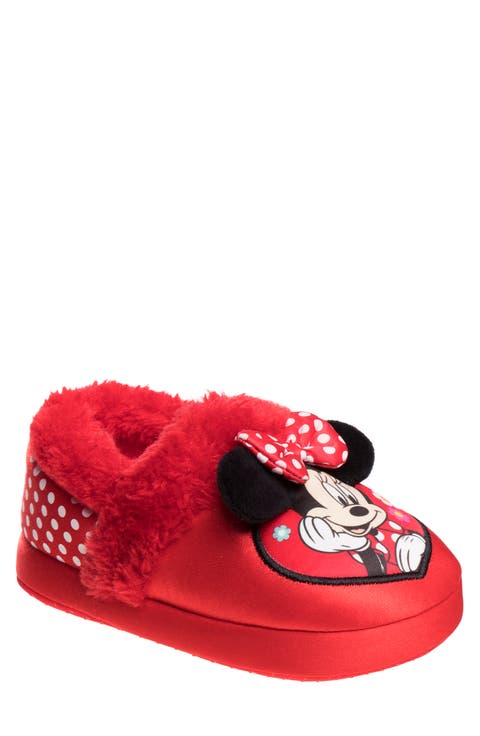 Minnie Mouse Faux Fur Trimmed Slipper (Toddler)