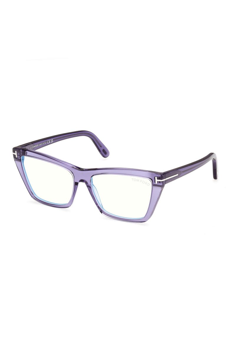 55mm Cat Eye Blue Light Blocking Glasses, Alternate, color, SHINY TRANSPARENT LAVENDAR PA