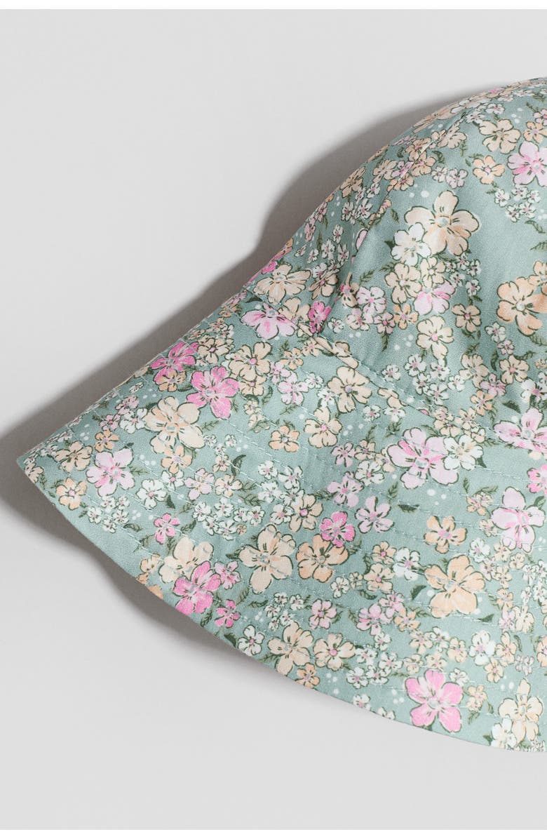H&M Printed wide-brim sun hat, Alternate, color, Dusty Green/Floral