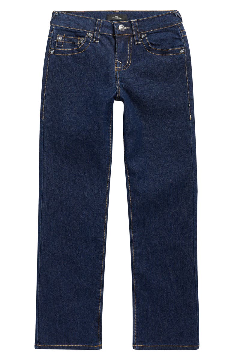 True Religion Kids' Flap Pocket Relaxed Straight Fit Jeans, Main, color, Deep Blue