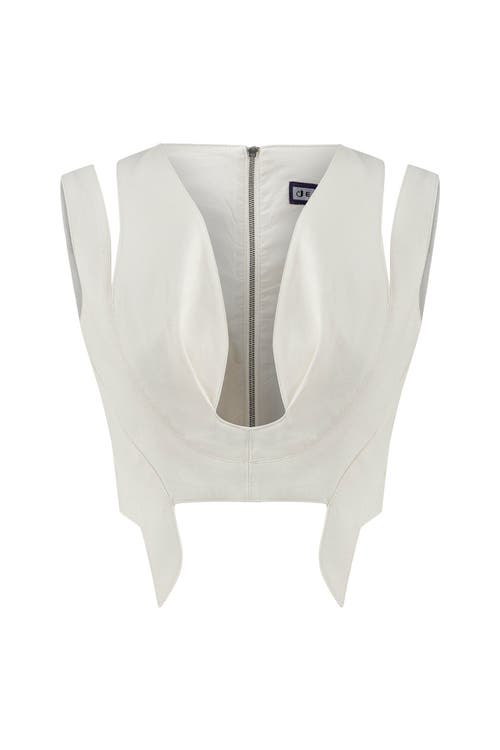Jendue Ron 3d Crop Top In White