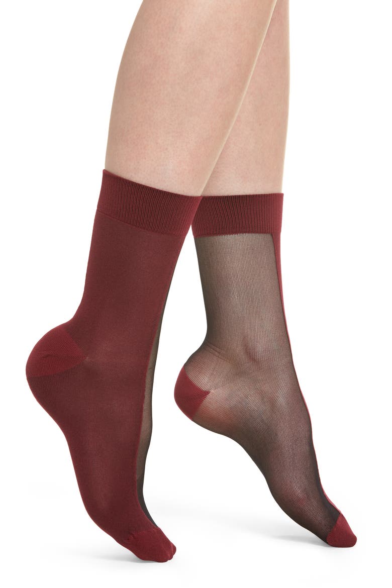 Filippa Ankle Socks, Main, color, BURGUNDY