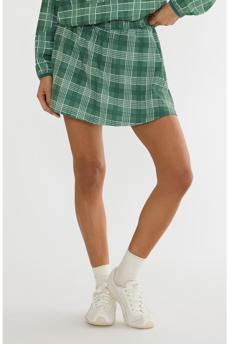 Clyde Plaid Performance Miniskirt, Main, color, FAIRWAY PLAID