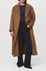MANGO Wool Blend Wrap Coat