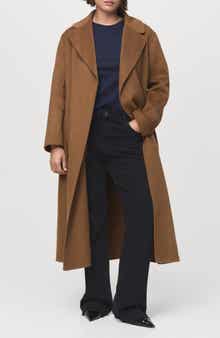MANGO Wool Blend Wrap Coat