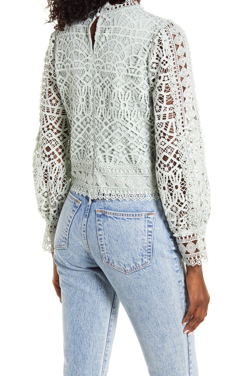 Amy Lynn Crochet Lace Balloon Sleeve Blouse, Alternate, color,