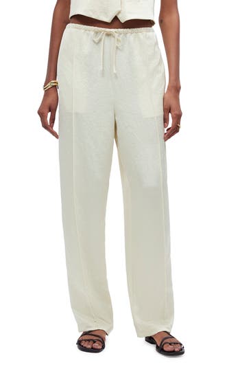 Shop Madewell Pintuck Slim Pull-on Pants In Cake Batter