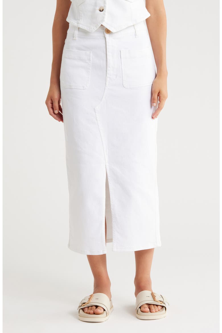 The Denim Pencil Skirt, Main, color, BLANC DE BLANC