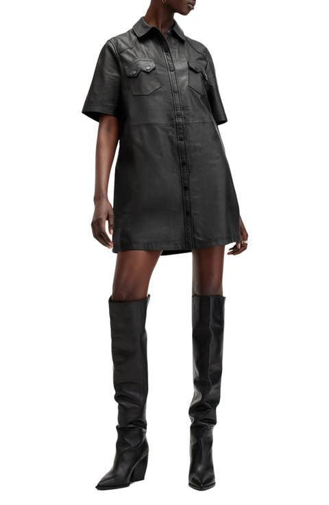 Rock Western Leather Mini Shirtdress