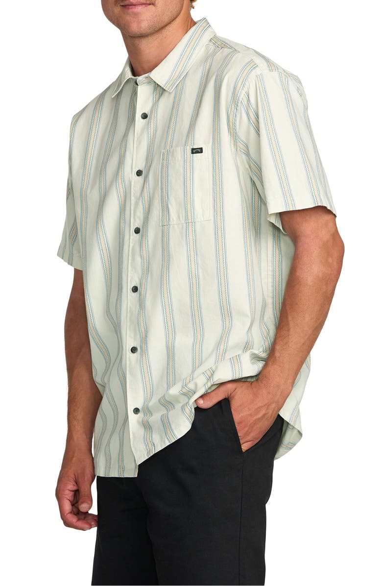 Billabong Sundays Jacquard Short Sleeve Button-Up Shirt, Alternate, color, Silver