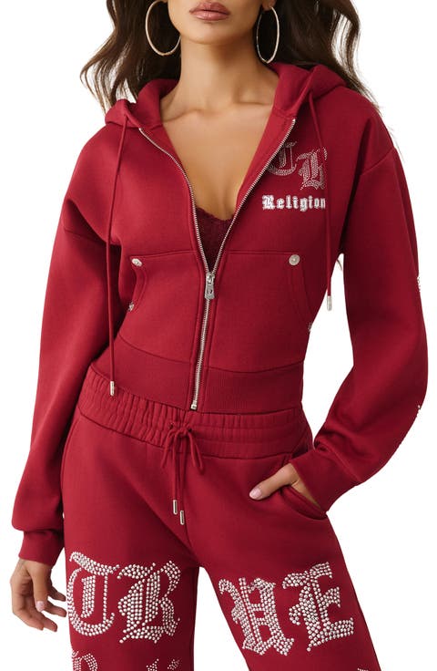 Crystal Crop Zip Hoodie