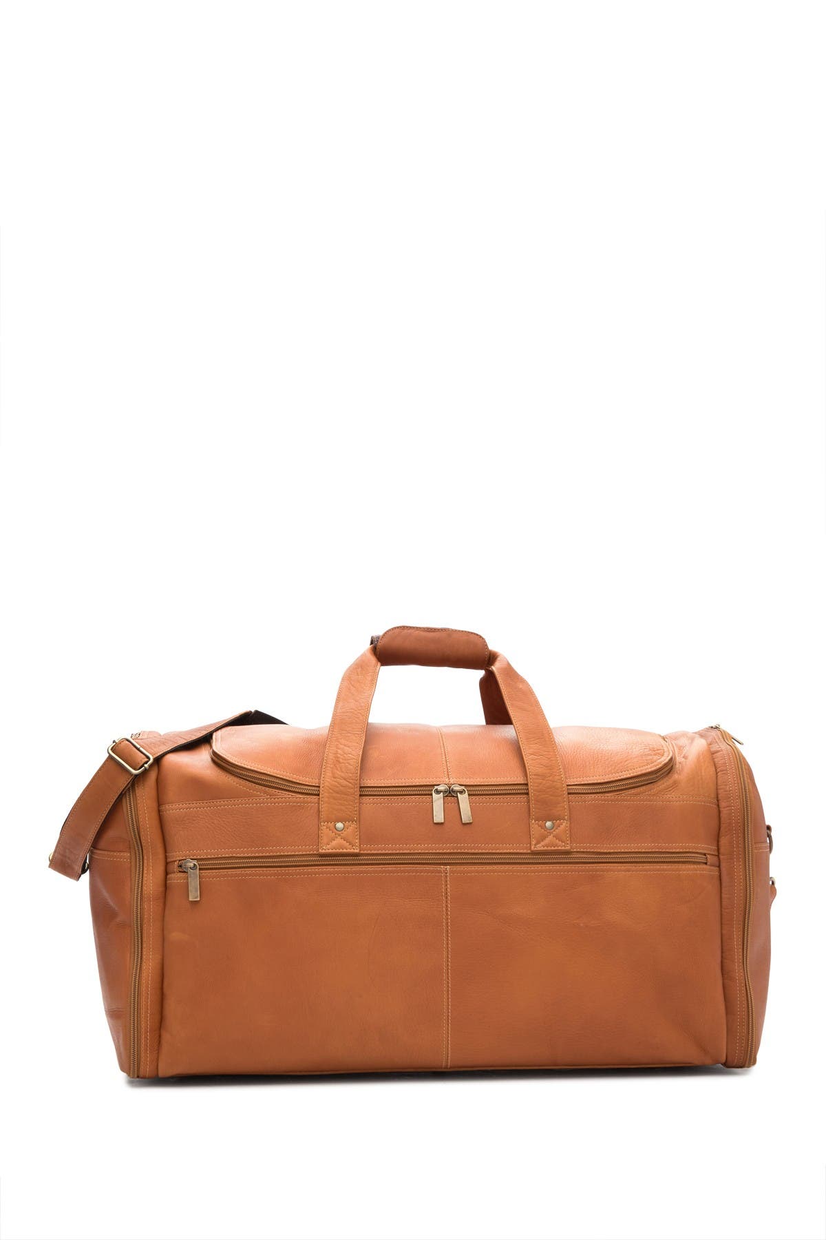 Extra Large Multi Pocket Leather Duffle Bag, Alternate, color, TAN