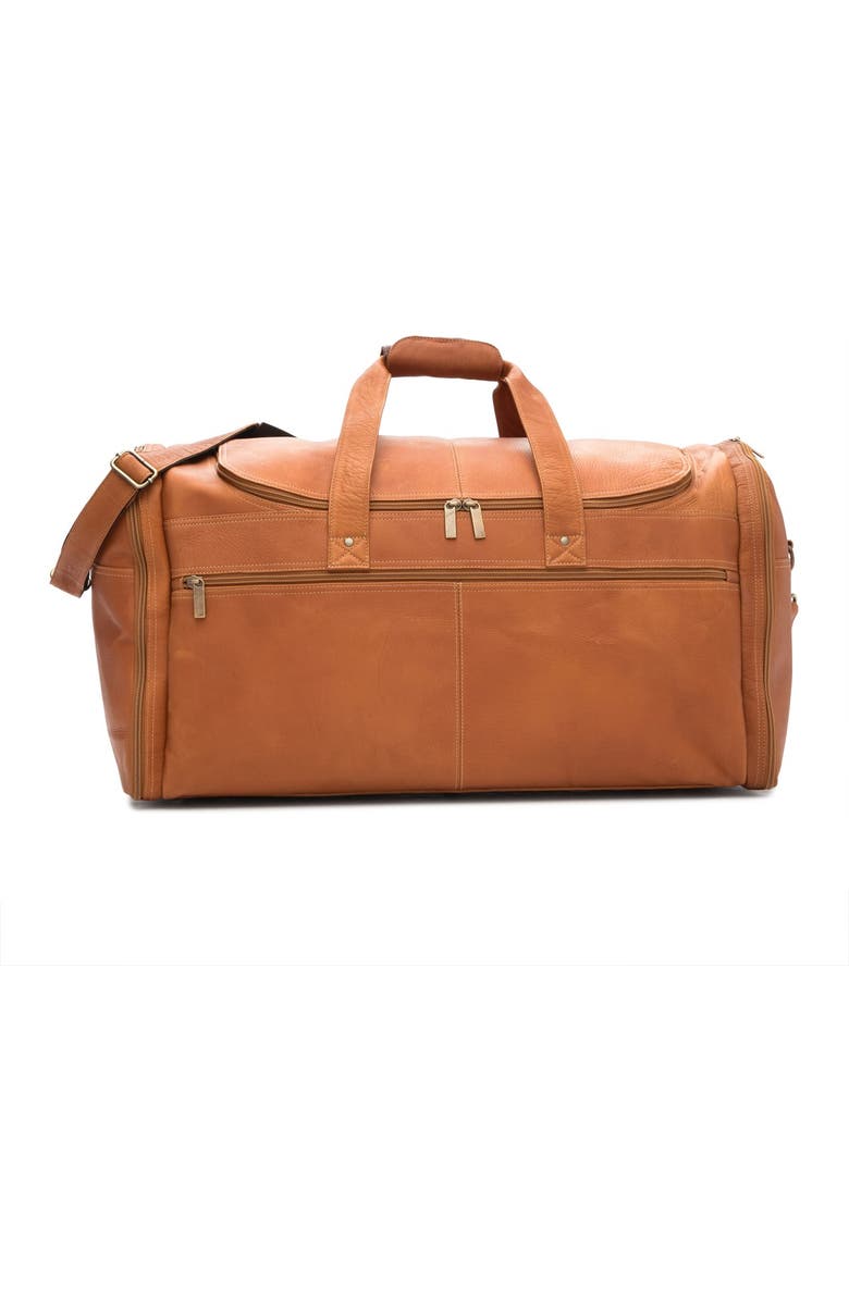 DAVID KING AND CO Extra Large Multi Pocket Leather Duffle Bag, Alternate, color, Tan