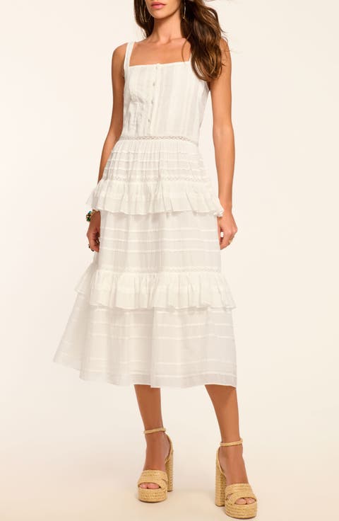 Daria Lace & Ruffle Sleeveless Midi Dress