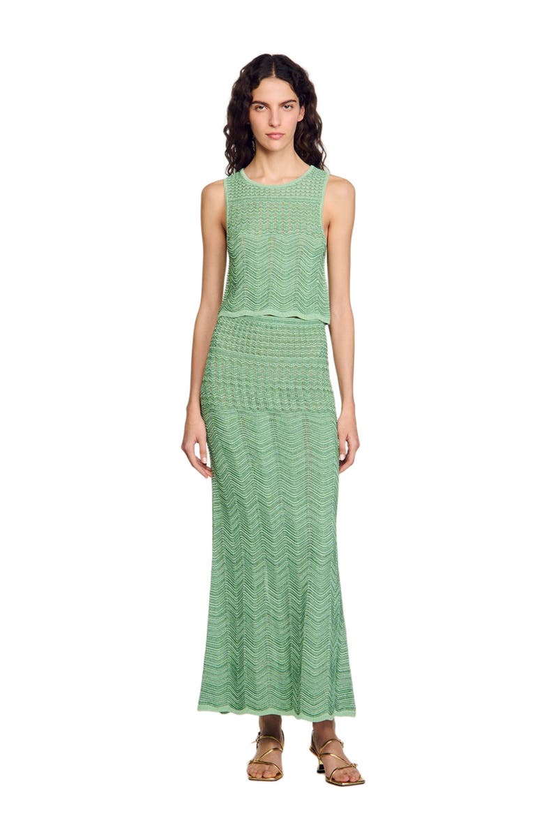 SANDRO Long knit skirt, Alternate, color, Mint