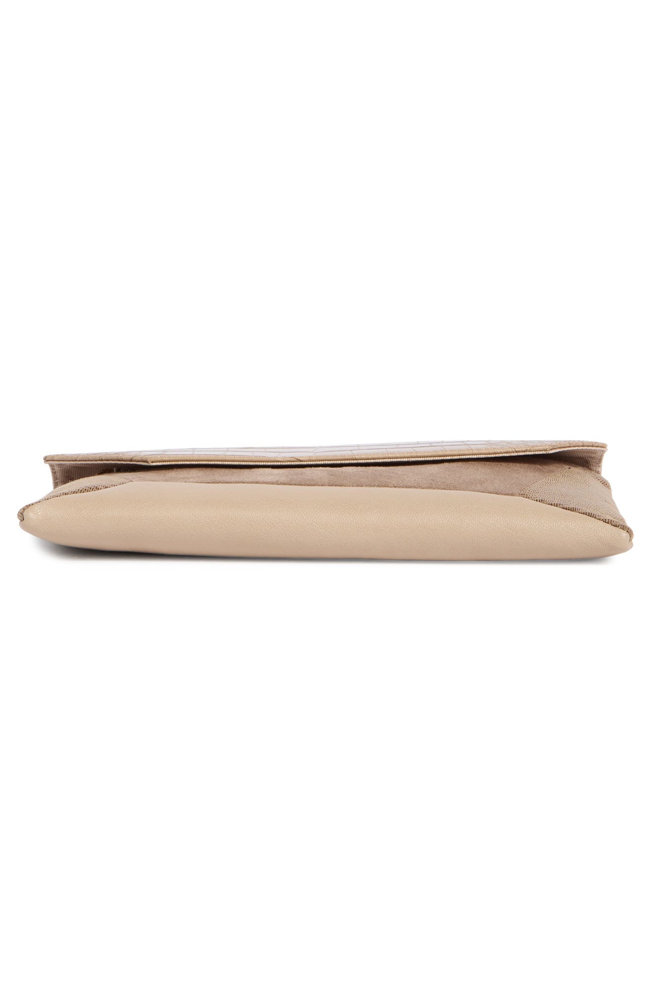 Franko Croc Embossed Faux Leather Clutch, Alternate, color, TAUPE