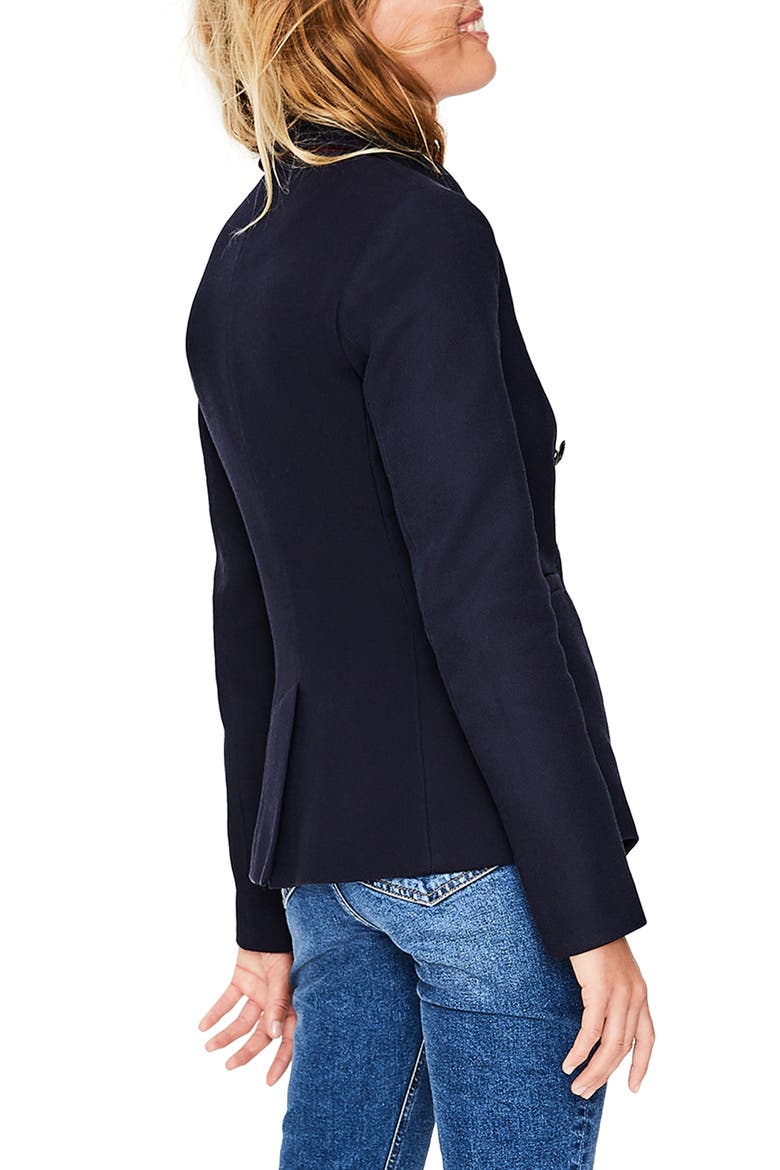 Longeline Twill Double Breasted Blazer, Alternate, color, NAVY